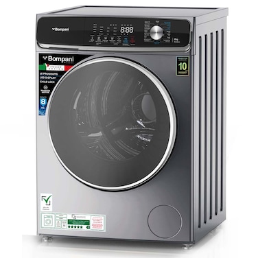 Bompani Front Load Washing Machine, 1200RPM, 8KG, Silver