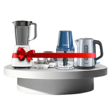 Tornado Iftar Bundle  (Blender 1.5L Plastic Jar, 500W, 2 Speeds + Stainless Steel Electric Kettle 1.7 Liter, 2200W + Chopper 0.5L Plastic Bowl, 400W, Double S Blade)