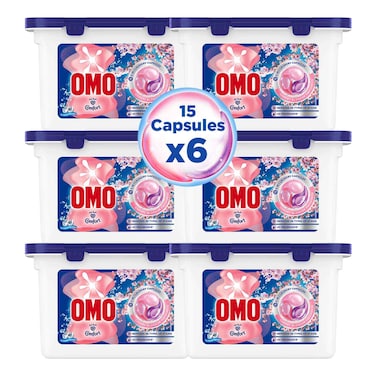 أومو كومفورت 3 في 1 كبسولات غسيل، انتعاش زهر الكرز، 15 كبسولة، حزمة من 6
