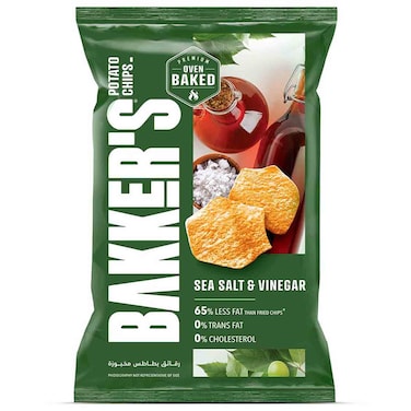 Bakker's Oven Baked Sea Salt and Vinegar Potato Chips, 120g