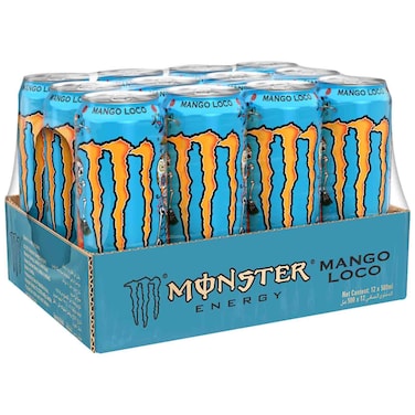 Monster Energy Mango Loco Carbonated Energy Drink 500ml, Pack of 12