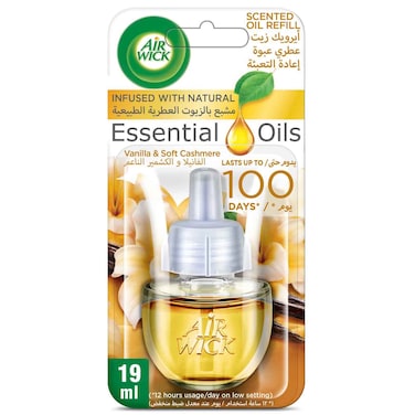 Air Wick Essential Oils Vanilla and Soft Cashmere Scented Oil Refill, 19ml
