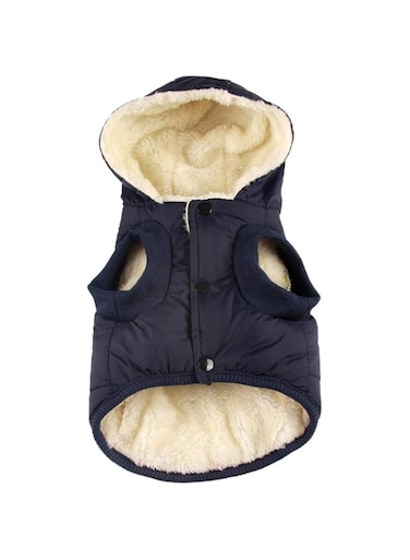 Vecomfy Fleece Lining Extra Warm Dog Hoodie in Winter,Small Dog Jacket Puppy Coats with Hooded,Blue XS