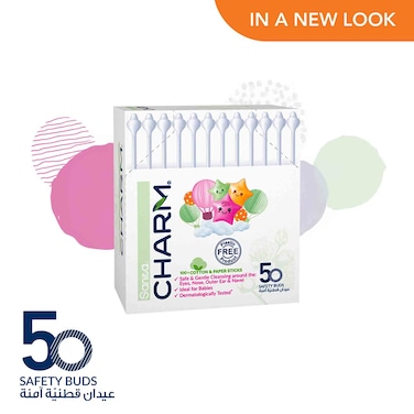 سانيتا تشارم أعواد قطنية الآمنة للأطفال  ، 50 قطعة