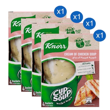 Knorr Cup-A-Soup, Cream of Chicken, 65g Pack of 4