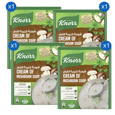 كنور شوربة جاهزة، للغداء أو العشاء أو كوجبة خفيفة، بنكهة كريمة الفطر، 53 غرام، حزمة من 4