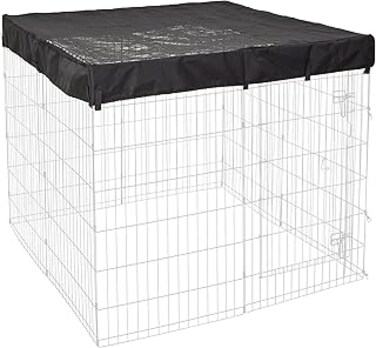 MidWest Homes for Pets Square Exercise Pen Fabric Mesh Sunscreen for Top of Dog Playpen, Fits All &amp; New World Exercise Pens, Designed for When Exercise Pen is Set-Up in a Square Configuration, Black
