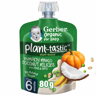 Gerber Organic Plant-tastic Pumpkin Mango Coconut Milkies, 80g