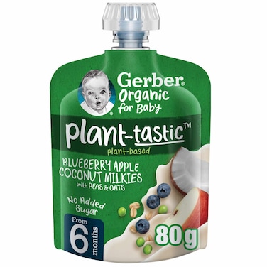 Gerber Organic Plant-tastic Blueberry Apple Coconut Milkies, 80g