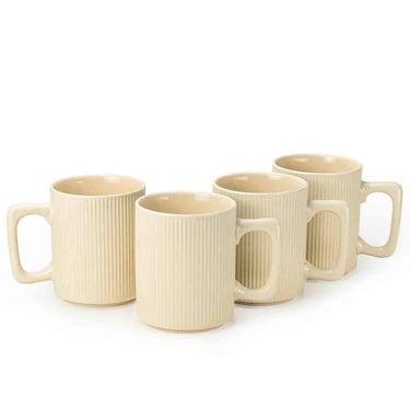 زوي ستون وير طقم أكواب  من الخزف الحجري، سعة 385 ملل، 4 قطع