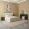 Tokishi 180X200 Upholestred King Bed Set With 2 Night Stand and Dresser Mirror Stool Solid Wood-Dark Wenge/Brushed Bronze