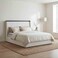 Tokishi 180X200 Upholestred King Bed Set With 2 Night Stand and Dresser Mirror Stool Solid Wood-Dark Wenge/Brushed Bronze