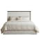 Tokishi 180X200 Upholestred King Bed Set With 2 Night Stand and Dresser Mirror Stool Solid Wood-Dark Wenge/Brushed Bronze
