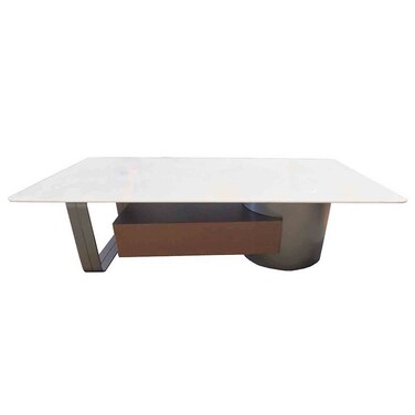 Dustin Coffee Table with Drawer - Light Grey/Gunmetal Black