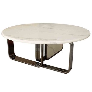 ريتروفا طاولة قهوة دائرية - أبيض رمادي/معدني داكن