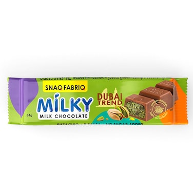 Snaq Fabriq Milky Dubai Trend Pistachio and Kunafa Milk Chocolate, 34g