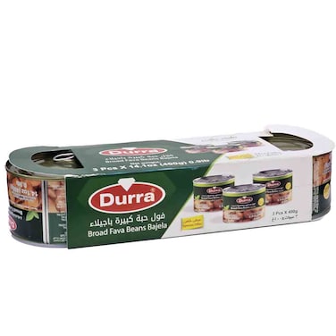 Durra Premium Broad Fava Beans Bajela Ready to Eat, 400g, Pack of 3