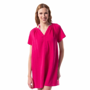 TEX Women Solid V-Neck Kaftan Dress, I275869, Pink Dark, XS/S