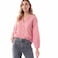TEX Women Striped Long Sleeve Shirt, I274513, Red, XL
