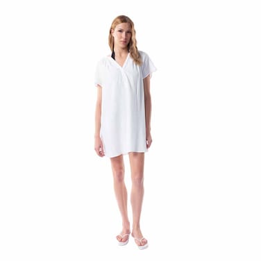 TEX Women Solid V-Neck Kaftan Dress, I275869, White, XL/XXL