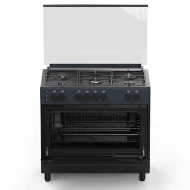 Terim Freestanding Gas Oven Cooker, TERGC965BO, 90x60cm, 5 Burners, Black