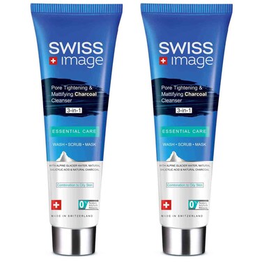 Swiss Image Pore Tightening and Mattifying Charcoal Cleanser 100ml, Pack of 2