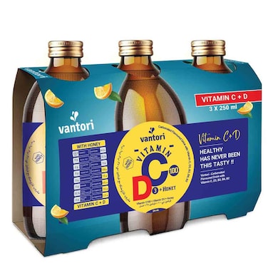 Vantori Vitamin C and D Fruit Drink, 250ml, Pack of 3