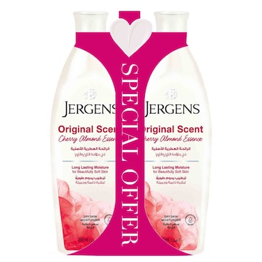 Jergens Original Scent Cherry Almond Essence Dry Skin Moisturizer, 200ml, Pack of 2