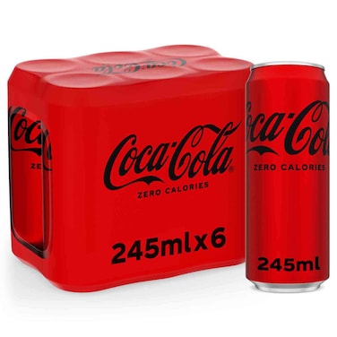 Coca-Cola Zero Sugar Premium Soda, 245ml, Pack of 6