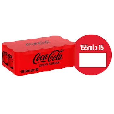 Coca-Cola Zero Sugar Carbonated Drink, 155ml, Pack of 15