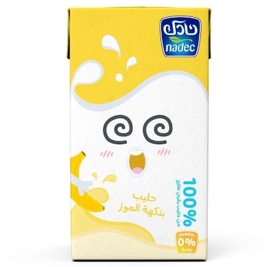 Nadec Banana Flavoured Low Fat Milk UHT Ready To Drink, 125 ml