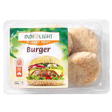 إندلايت  برجر لحم الديك الرومي  لوجبة سريعة غنية بالبروتين، 320 غرام