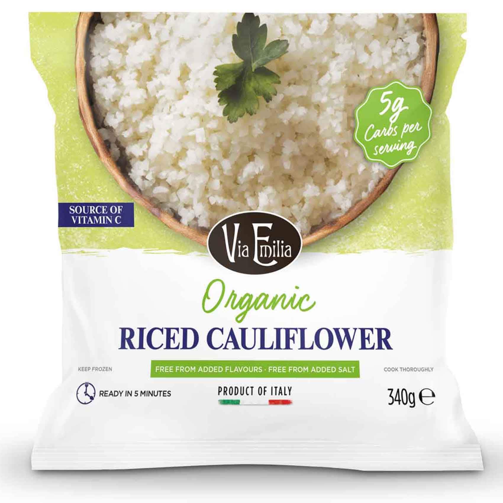 Organic Riced Cauliflower Buy Via Emilia Organic Riced Cauliflower Frozen Vegetable, 340g Online ...