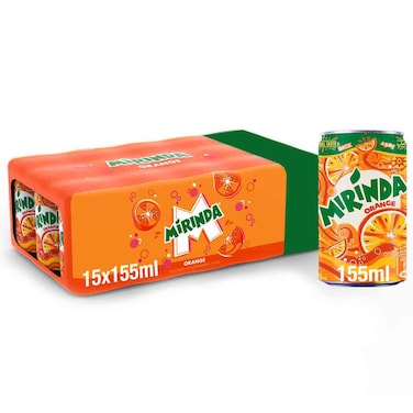 Mirinda Orange Carbonated Soft Drink, 155ml, Pack of 15