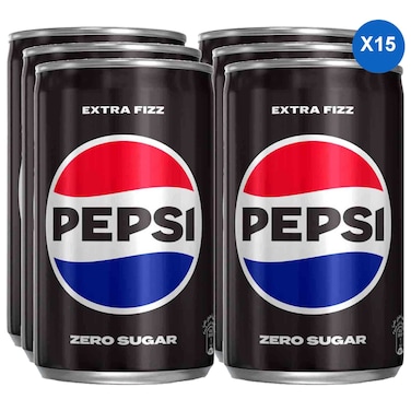 Pepsi Zero Sugar Extra Fizz Carbonated Soft Drink, 155ml, Pack of 15