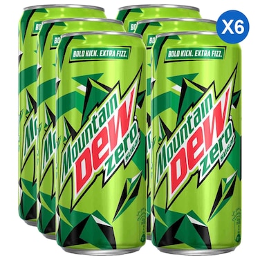 Mountain Dew Zero Sugar Carbonated Soft Drink, 245ml, Pack of 6
