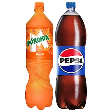 Pepsi Cola and Mirinda Orange Carbonated Soft Drinks, 1.5L, Pack of 2