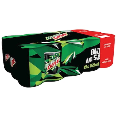 Mountain Dew Carbonated Soft Drink, 155ml, Pack of 15