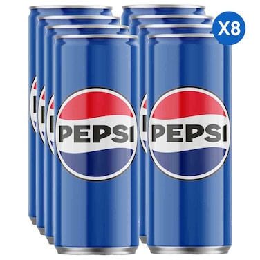 Pepsi Cola Carbonated Soft Drink, 295ml, Pack of 8