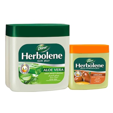 Dabur Herbolene Aloe Vera Deep Moisturizing Jelly with Argan Petroleum Jelly Value Pack, 425ml and 115ml