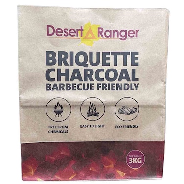 Desert Ranger Barbecue-Friendly Briquette Charcoal, 3kg