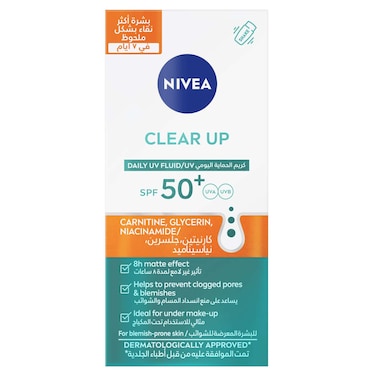 واقي الشمس للوجه NIVEA Clear Up Daily UV Sun Fluid SPF50+ حجم 40 مل