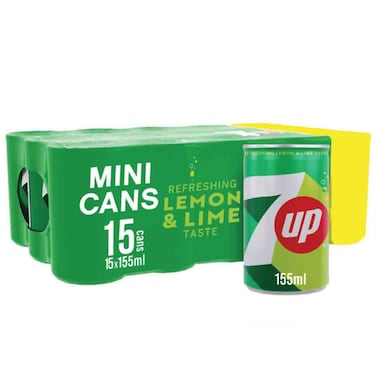 7UP Lemon and Lime Carbonated Soft Drink, 155ml, Pack of 15
