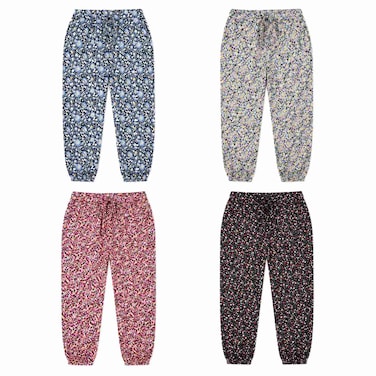 Women Small Floral Print Fluid Pants, Assorted, Size S-XXL