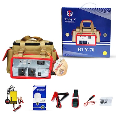 توبي BTY70 محطة طاقة، وحدة تزويد طاقة احتياطية محمولة ببطارية مع منافذ متعددة ومجموعة إضاءة ليد