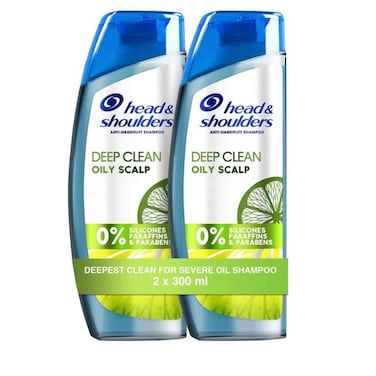 Head and Shoulders Deep Clean Anti-Dandruff Shampoo for Oily Scalp, 300ml, Pack of 2