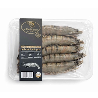 Le Poissonnier Black Tiger Shrimps Head On 10/20 300g
