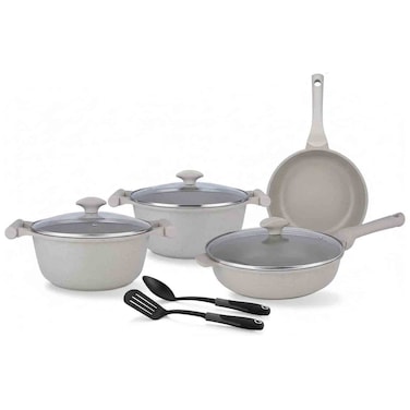 Prestige Essentials Granite Non-Stick Cookware Set, 9 PCS, Grey