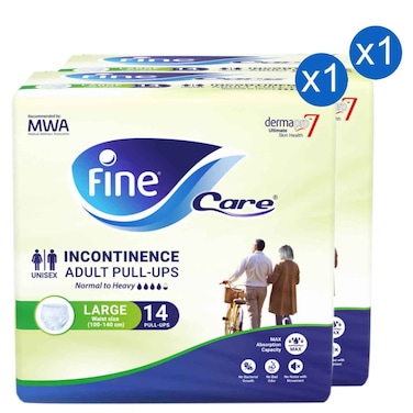 Fine Adult Pull-Up Diapers Unisex Extra Large, 14 Diapers, Pack of 2