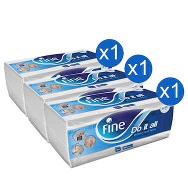 Fine Interfold Hand Towels, 21x21 cm, Pack of 3